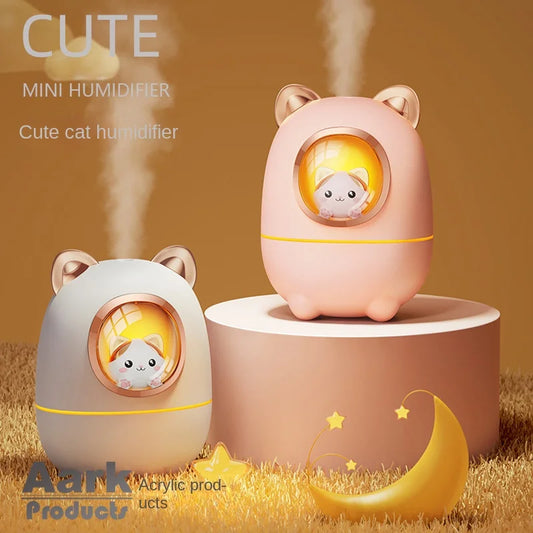 Cartoon Kitty Air Humidifier Diffuser Bedroom Cute Night Light USB