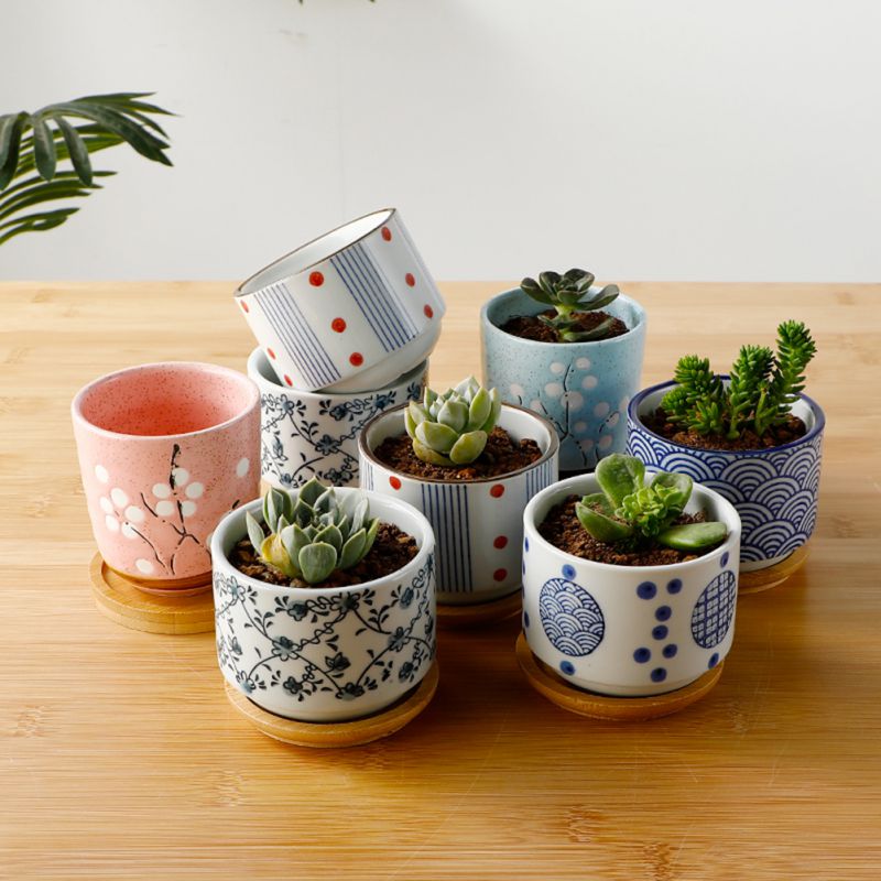 Flower Pot With Bamboo Tray