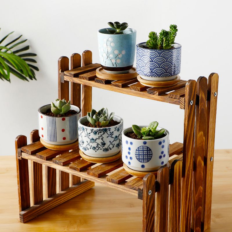 Flower Pot With Bamboo Tray