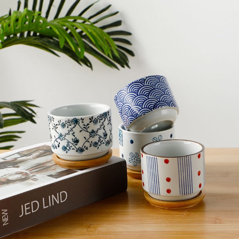 Flower Pot With Bamboo Tray