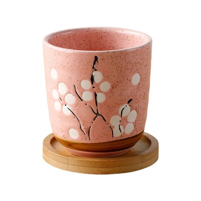 Flower Pot With Bamboo Tray